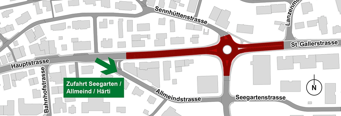 Baustellenperimeter Sperrung Hauptstrasse Schmerikon